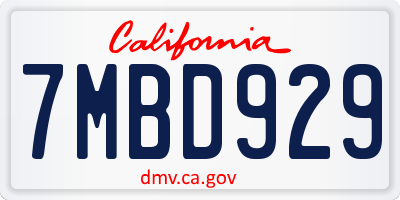 CA license plate 7MBD929