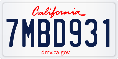 CA license plate 7MBD931