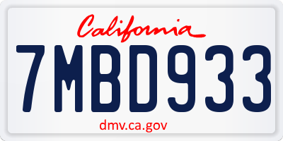CA license plate 7MBD933