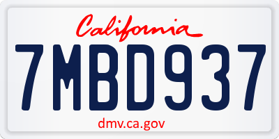 CA license plate 7MBD937
