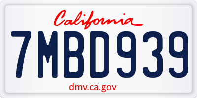 CA license plate 7MBD939