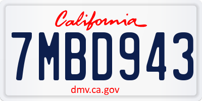 CA license plate 7MBD943