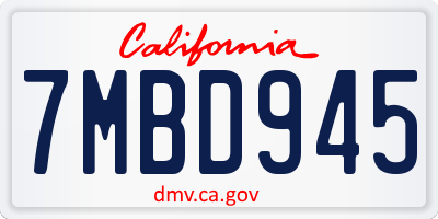 CA license plate 7MBD945