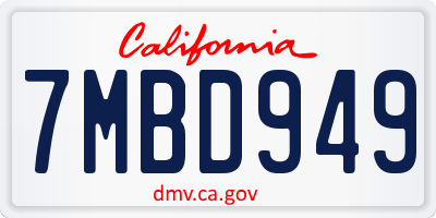 CA license plate 7MBD949