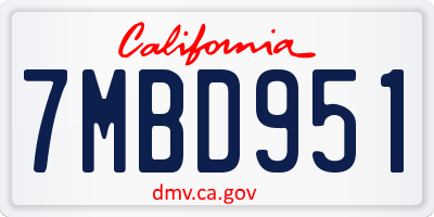 CA license plate 7MBD951
