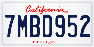 CA license plate 7MBD952