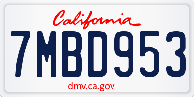CA license plate 7MBD953