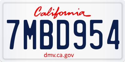 CA license plate 7MBD954