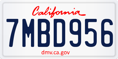 CA license plate 7MBD956
