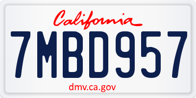 CA license plate 7MBD957