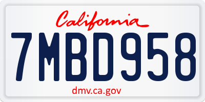 CA license plate 7MBD958