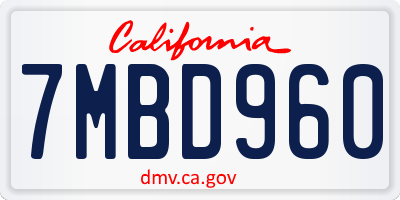 CA license plate 7MBD960