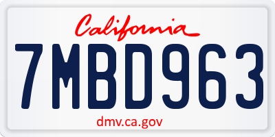 CA license plate 7MBD963