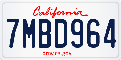 CA license plate 7MBD964