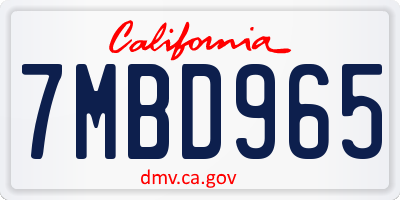 CA license plate 7MBD965