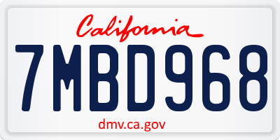CA license plate 7MBD968