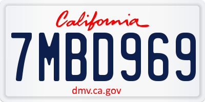 CA license plate 7MBD969