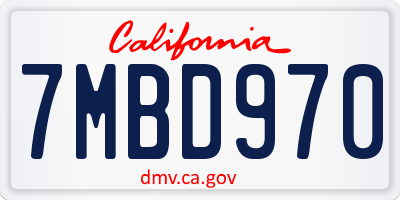 CA license plate 7MBD970
