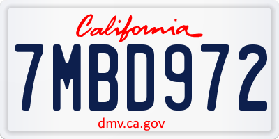 CA license plate 7MBD972