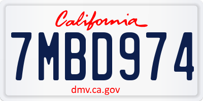 CA license plate 7MBD974