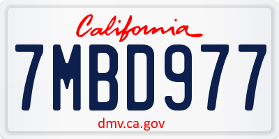 CA license plate 7MBD977