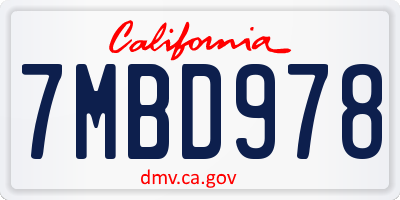 CA license plate 7MBD978