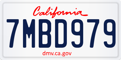 CA license plate 7MBD979