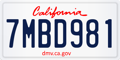 CA license plate 7MBD981