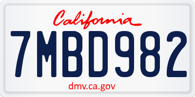 CA license plate 7MBD982