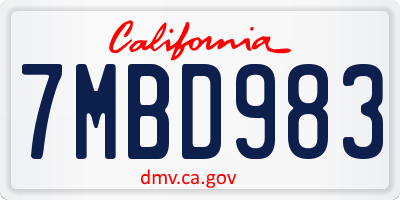 CA license plate 7MBD983