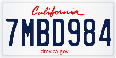 CA license plate 7MBD984