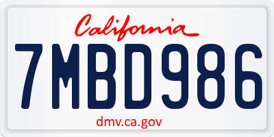 CA license plate 7MBD986