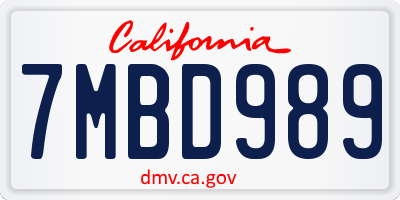 CA license plate 7MBD989
