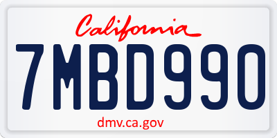 CA license plate 7MBD990