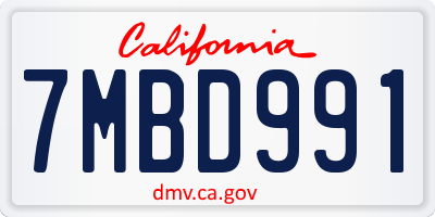 CA license plate 7MBD991