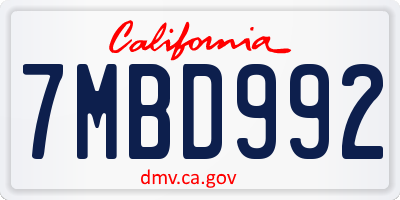 CA license plate 7MBD992