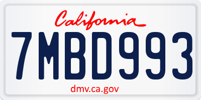 CA license plate 7MBD993