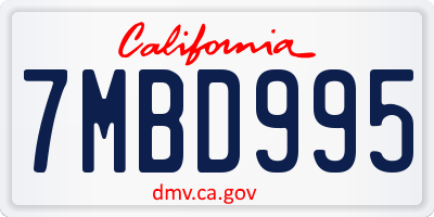 CA license plate 7MBD995