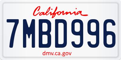 CA license plate 7MBD996