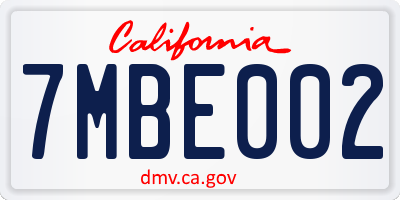 CA license plate 7MBE002