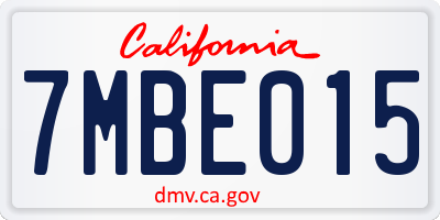 CA license plate 7MBE015