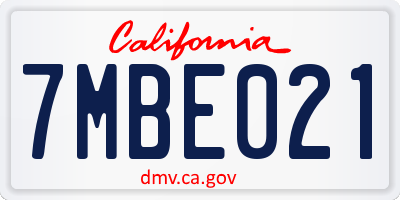 CA license plate 7MBE021