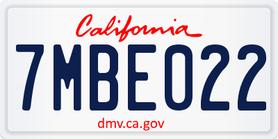 CA license plate 7MBE022