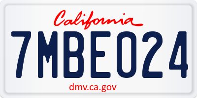 CA license plate 7MBE024