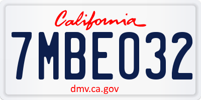 CA license plate 7MBE032