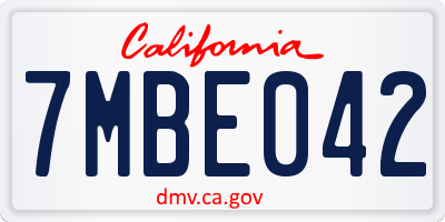 CA license plate 7MBE042
