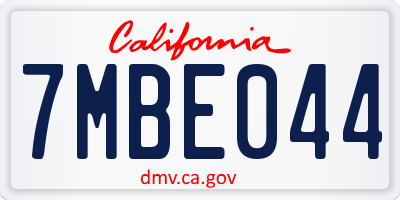 CA license plate 7MBE044