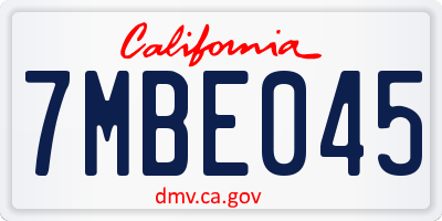 CA license plate 7MBE045