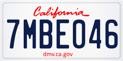 CA license plate 7MBE046