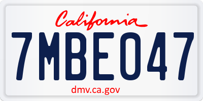 CA license plate 7MBE047